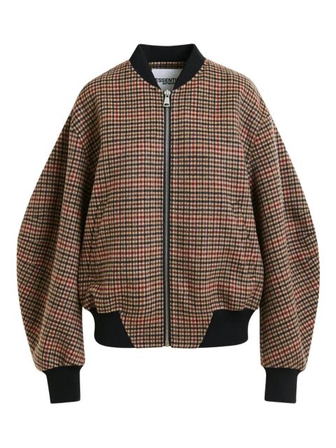 Essentiel Antwerp check-pattern bomber jacket - Brown - zdjęcie produktu nr 1