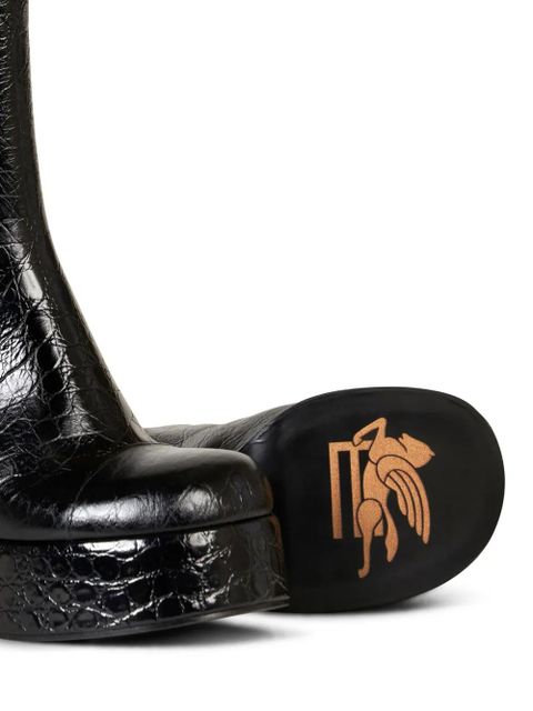 ETRO embossed-leather platform ankle boots - Black