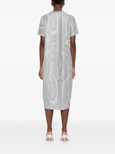 PUCCI glitter-pattern short-sleeve dress - Grey