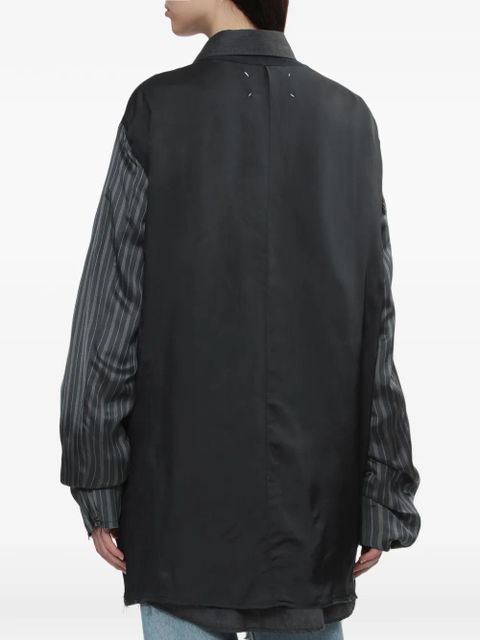 Maison Margiela striped panelled shirt jacket - Black