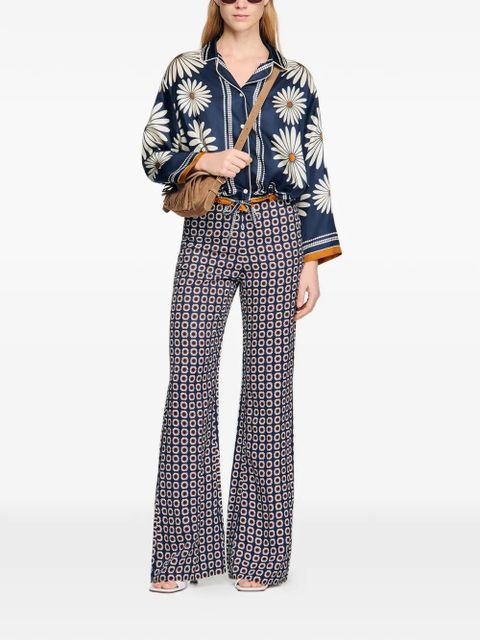 SANDRO floral-print silk shirt - Blue - zdjęcie produktu nr 2