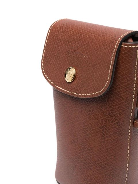 Longchamp logo-embossed leather phone case - Brown