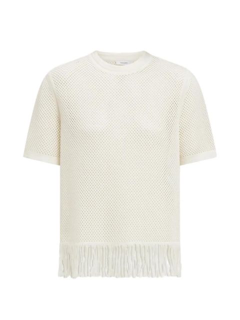 Ferragamo fringed net T-shirt - White - zdjęcie produktu nr 1