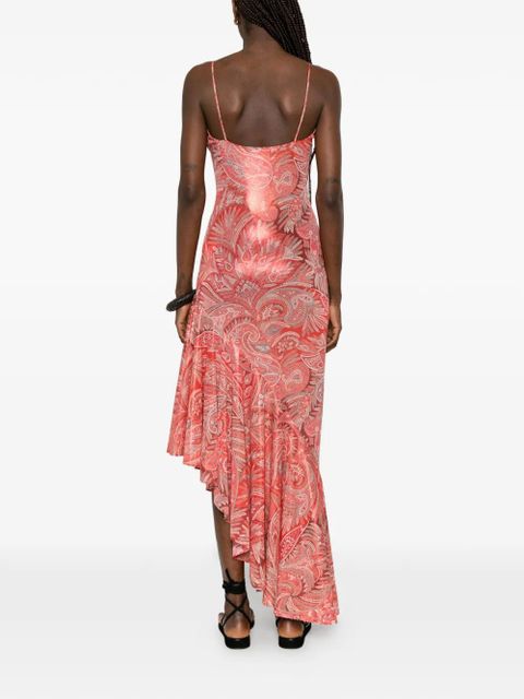 ETRO paisley ruffled midi dress - Orange