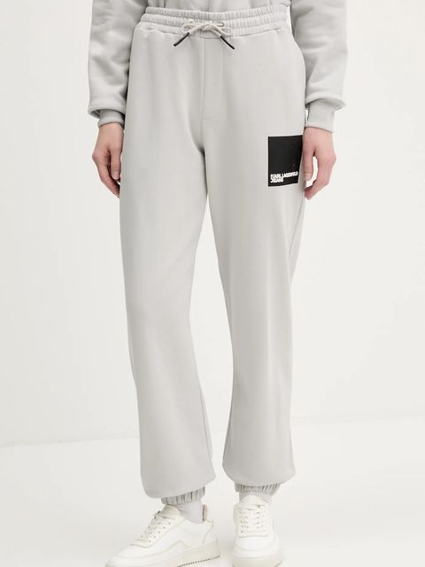 Karl Lagerfeld Jeans spodnie dresowe bawełniane kolor szary z nadrukiem A1W10004 - zdjęcie produktu nr 1