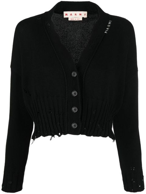 Marni distressed cropped cardigan - Black - zdjęcie produktu nr 1