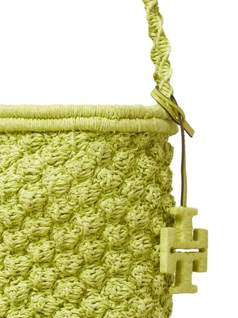 Tory Burch Ella hand-crocheted popcorn bucket bag - Green