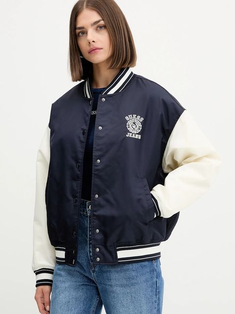 Guess Jeans kurtka bomber kolor granatowy przejściowa W5YL15 WHAA2 - zdjęcie produktu nr 1