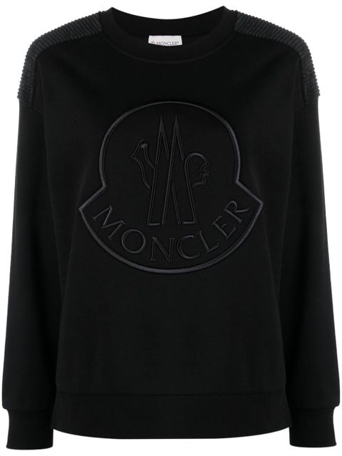 Moncler logo-embroidered cotton-blend sweatshirt - Black - zdjęcie produktu nr 1