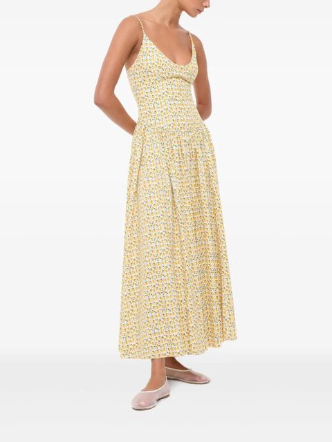 STAUD Dena floral-print midi dress - Yellow