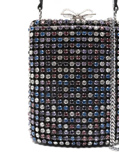 Self-Portrait crystal-embellished mini tote bag - Black
