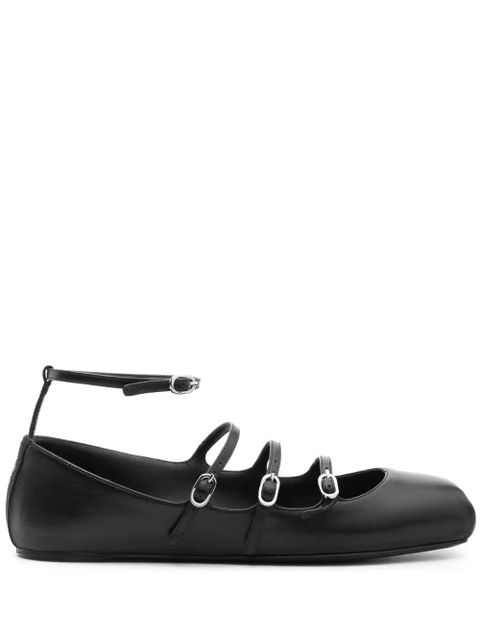 Alexander McQueen buckled-straps leather ballerina shoes - Black - zdjęcie produktu nr 1
