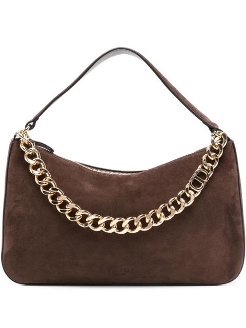 TWINSET Liliane chain-embellished suede shoulder bag - Brown - zdjęcie produktu nr 1