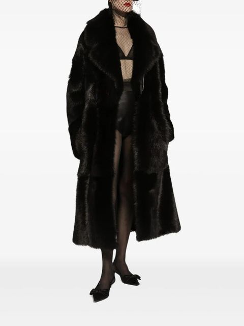 Dolce & Gabbana single-breasted shearling coat - Black - zdjęcie produktu nr 2