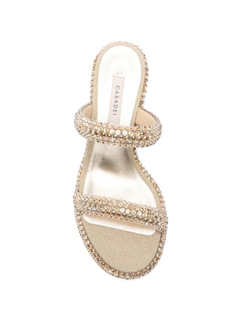 Casadei Sirio crystal-embellished kitten-heel sandals - Gold