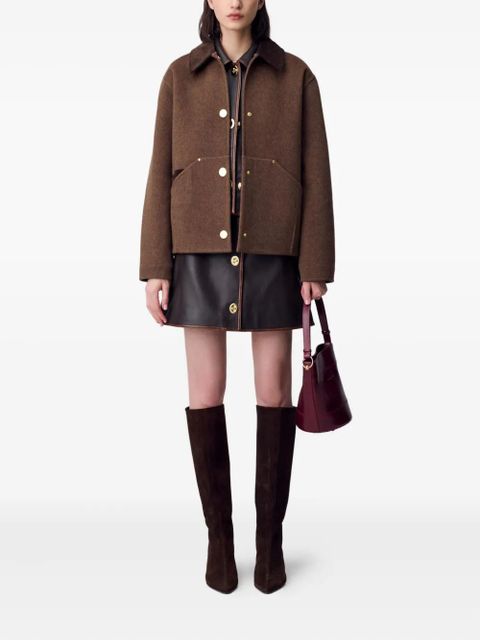 Claudie Pierlot corduroy-collar wool coat - Brown - zdjęcie produktu nr 2