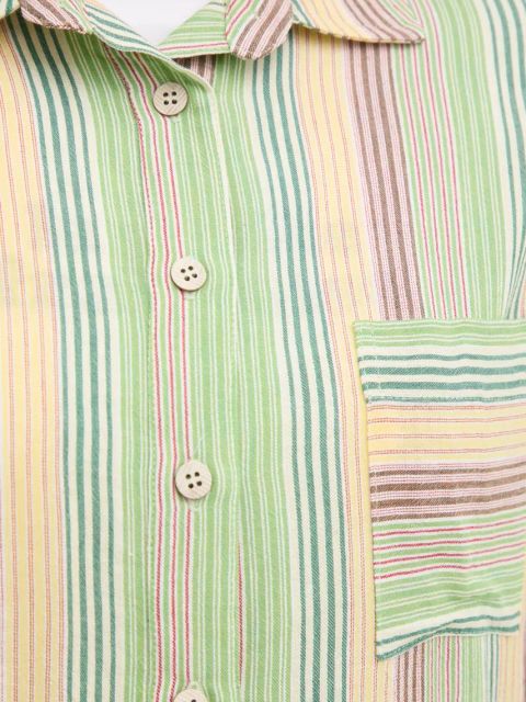 La Petite Française koszula z domieszką lnu CHARLENE damska kolor zielony relaxed z kołnierzykiem klasycznym CHARLENE