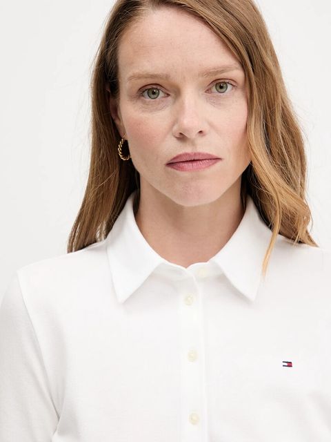 Tommy Hilfiger koszula damska kolor biały slim z kołnierzykiem klasycznym WW0WW43528