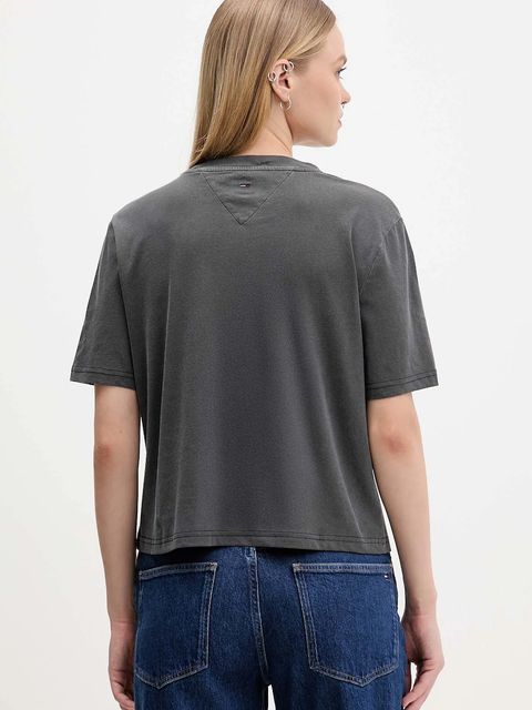 Tommy Jeans t-shirt bawełniany damski kolor szary DW0DW21957