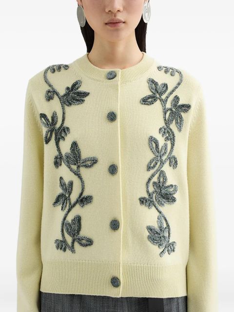Jil Sander embroidered cardigan - Yellow