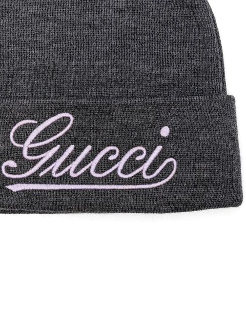 Gucci logo-embroidered beanie - Grey - zdjęcie produktu nr 2