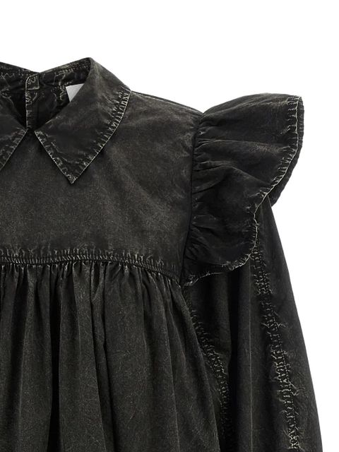 GANNI ruffled-detail mini dress - Black