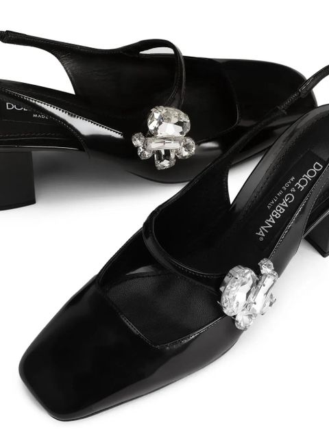 Dolce & Gabbana 60mm crystal-embellished slingback pumps - Black