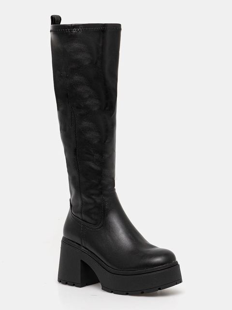 Buffalo kozaki Mila Hi Boot damskie kolor czarny na słupku 1220084-BLK - zdjęcie produktu nr 1