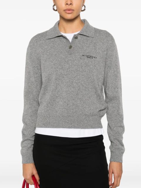 Givenchy long-sleeve knitted polo top - Grey