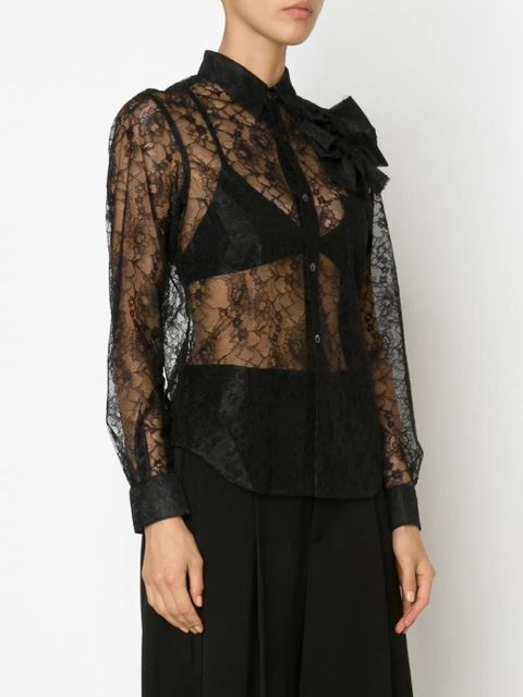 Comme Des Garçons sheer floral lace shirt - Black