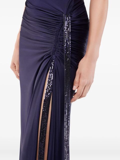 Rabanne cowl-neck sequin-detail dress - Blue