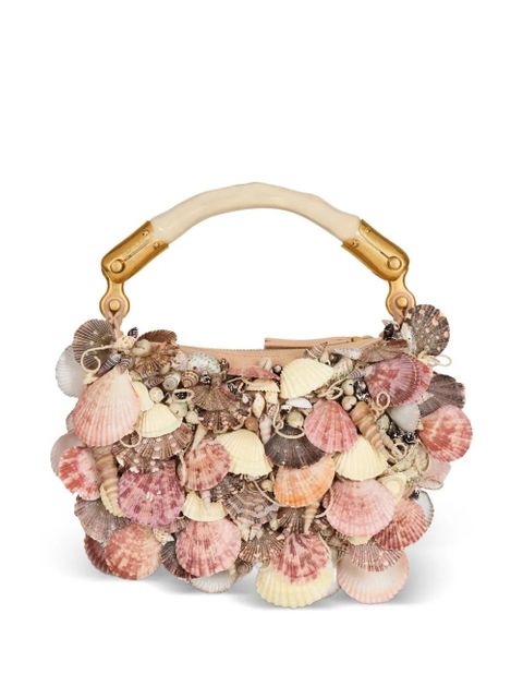 Balmain Ebene embroidered shells mini bag - Neutrals