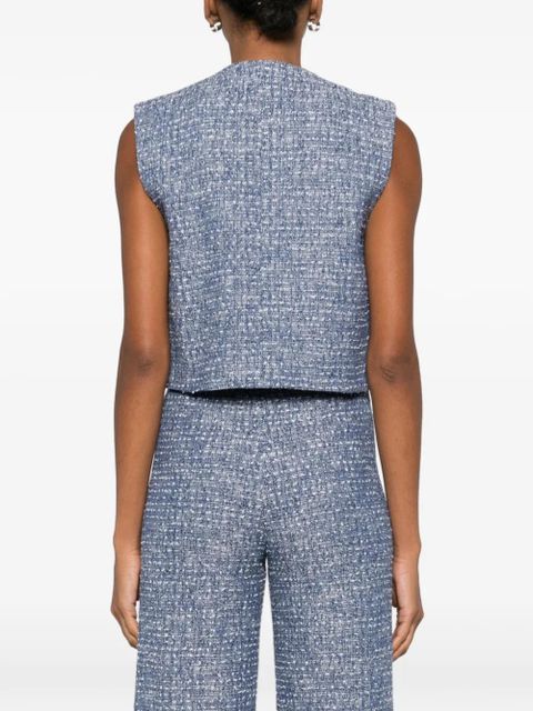 Maje button-front sleeveless tweed top - Blue