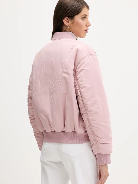 Hugo Blue kurtka bomber kolor różowy przejściowa oversize 50550702