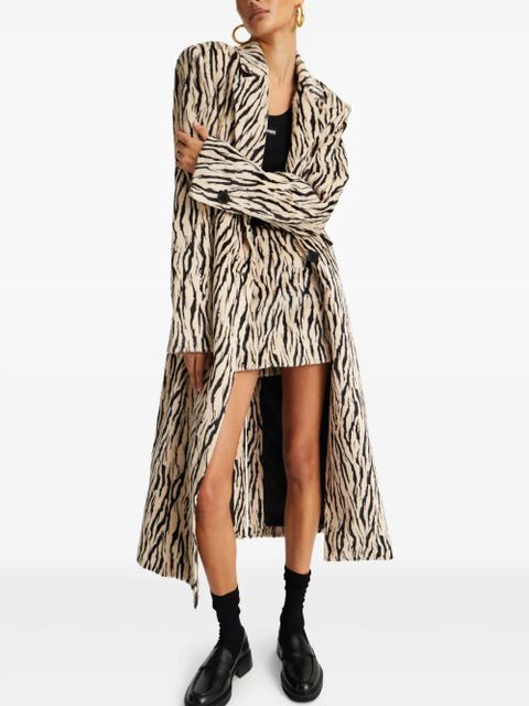 ROTATE BIRGER CHRISTENSEN zebra-print double-breasted coat - Black