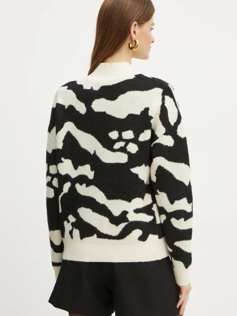 Morgan sweter MFELIX damski kolor beżowy z półgolfem MFELIX