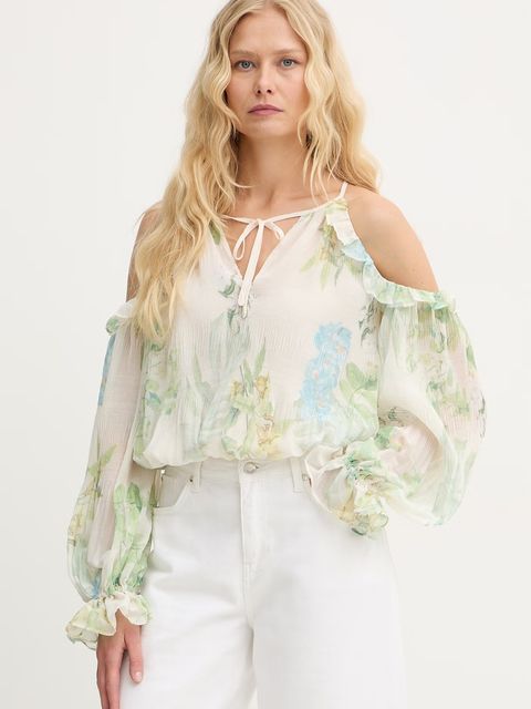 Guess bluzka z falbanką damska z wiskozy EMILY - zdjęcie produktu nr 2