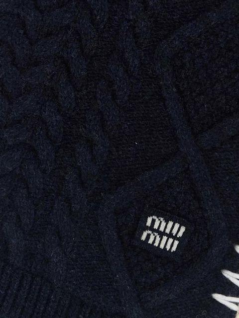 Miu Miu logo-label scarf - Blue - zdjęcie produktu nr 2