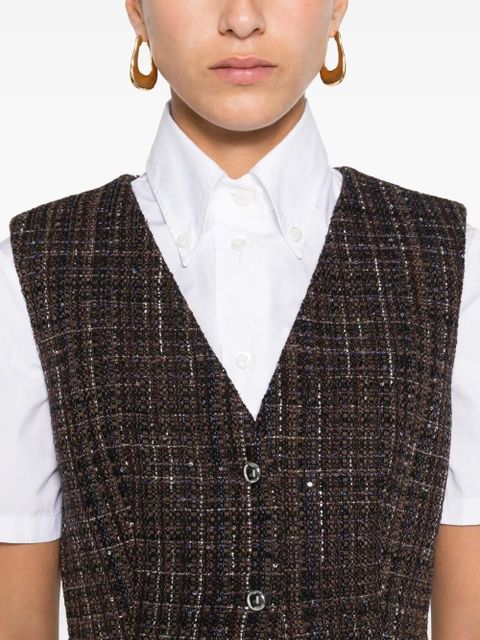 Maje buttoned tweed dress - Brown