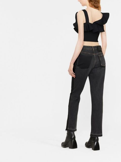 Alexander McQueen gathered-neckline cropped top - Black