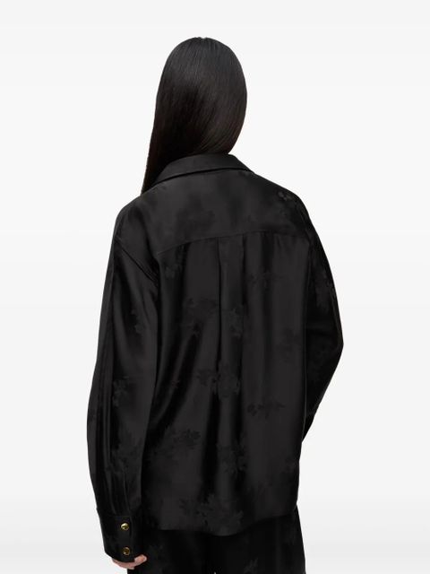 GANNI floral-jacquard shirt - Black