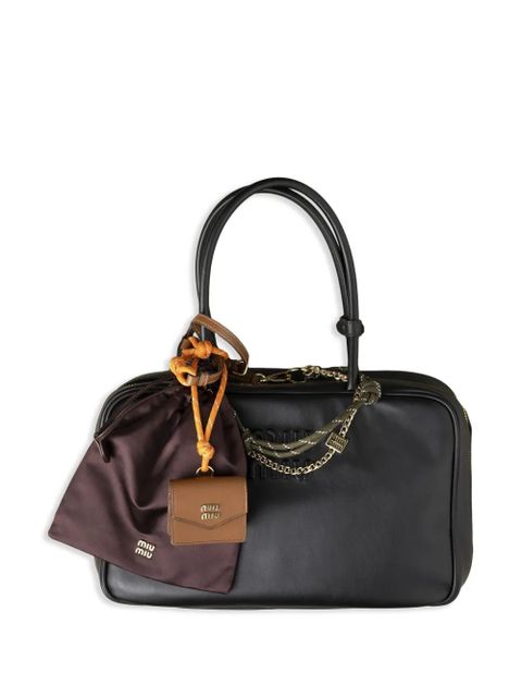 Miu Miu logo-plaque multi-chain keyrings - Brown