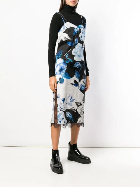 Off-White rose print midi dress - Black