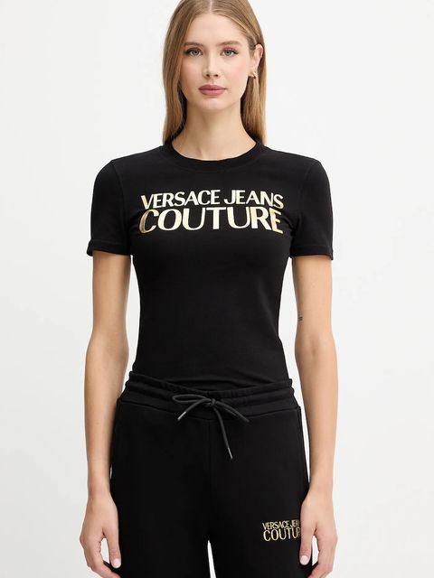 Versace Jeans Couture t-shirt damski kolor czarny 79HAHT02 CJ03T - zdjęcie produktu nr 1