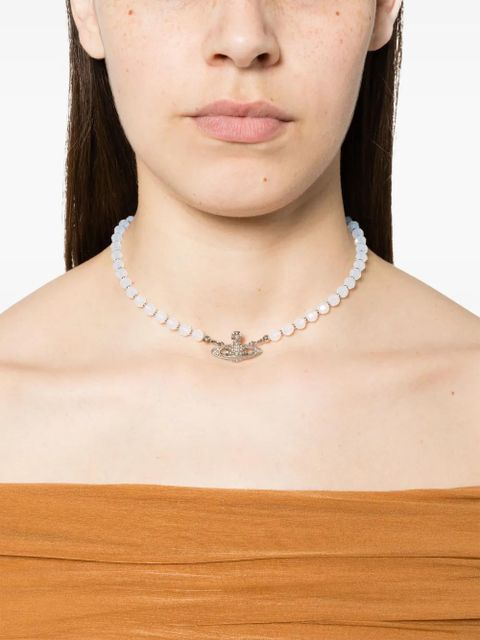 Vivienne Westwood Messaline Orb-motif choker necklace - White