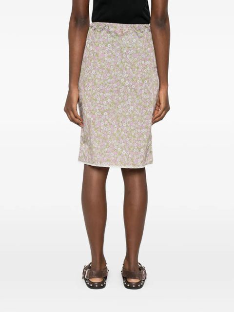 Prada floral-detail midi skirt - Neutrals