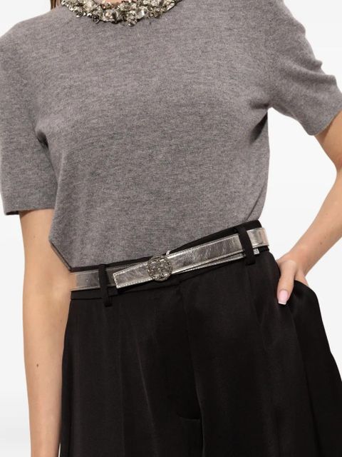 Tory Burch Double T motif-embellished buckle belt - Silver