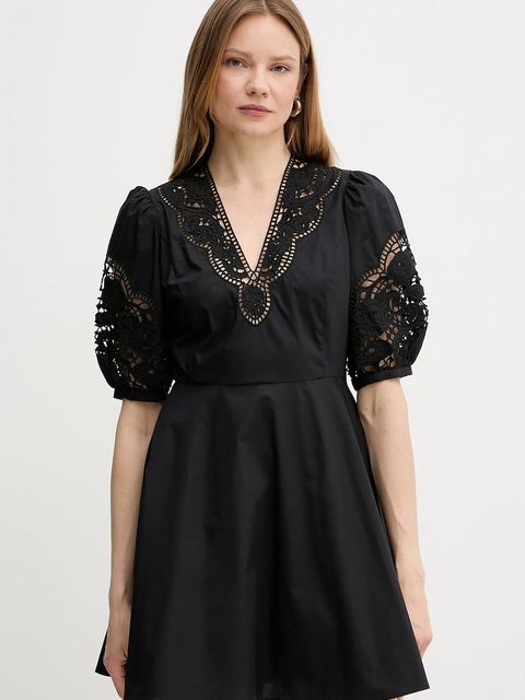 Twinset sukienka bawełniana kolor czarny mini rozkloszowana 251TT2334 - zdjęcie produktu nr 1