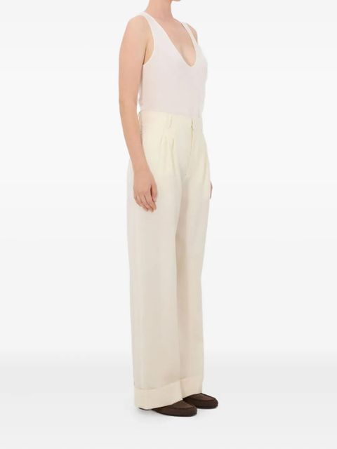 LouLou de Saison Davy pleated rolled trousers - Neutrals