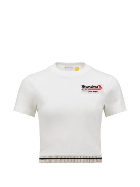 Moncler X Palm Angels logo-patch cropped T-shirt - White - zdjęcie produktu nr 1